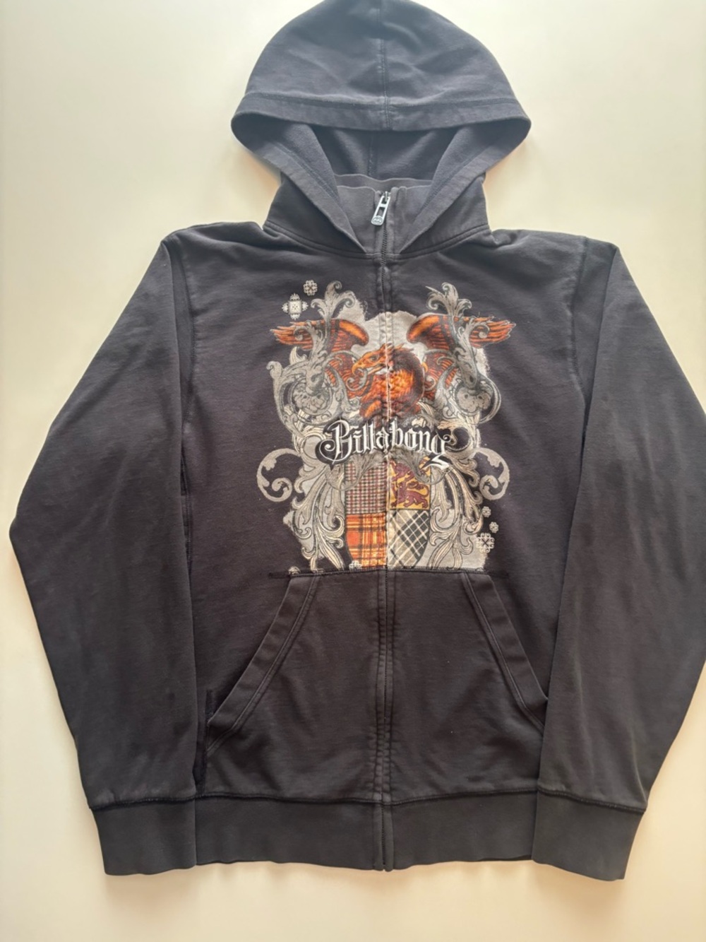 Vintage 2000s billabong Y2K phoenix zip up faded hoodie (bleached)